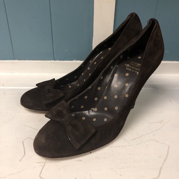Moschino Cheap and Chic Womens Brown Suede Bow Accents Heels Shoes Bow US 8 / 39 - Picture 2 of 10
